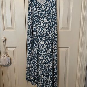 Ava & Viv High Low Dress in Blue and White